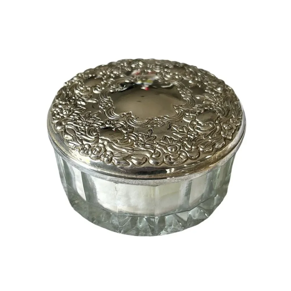Vintage Hong Kong Silver Plated Brush and Comb and Powder Jar